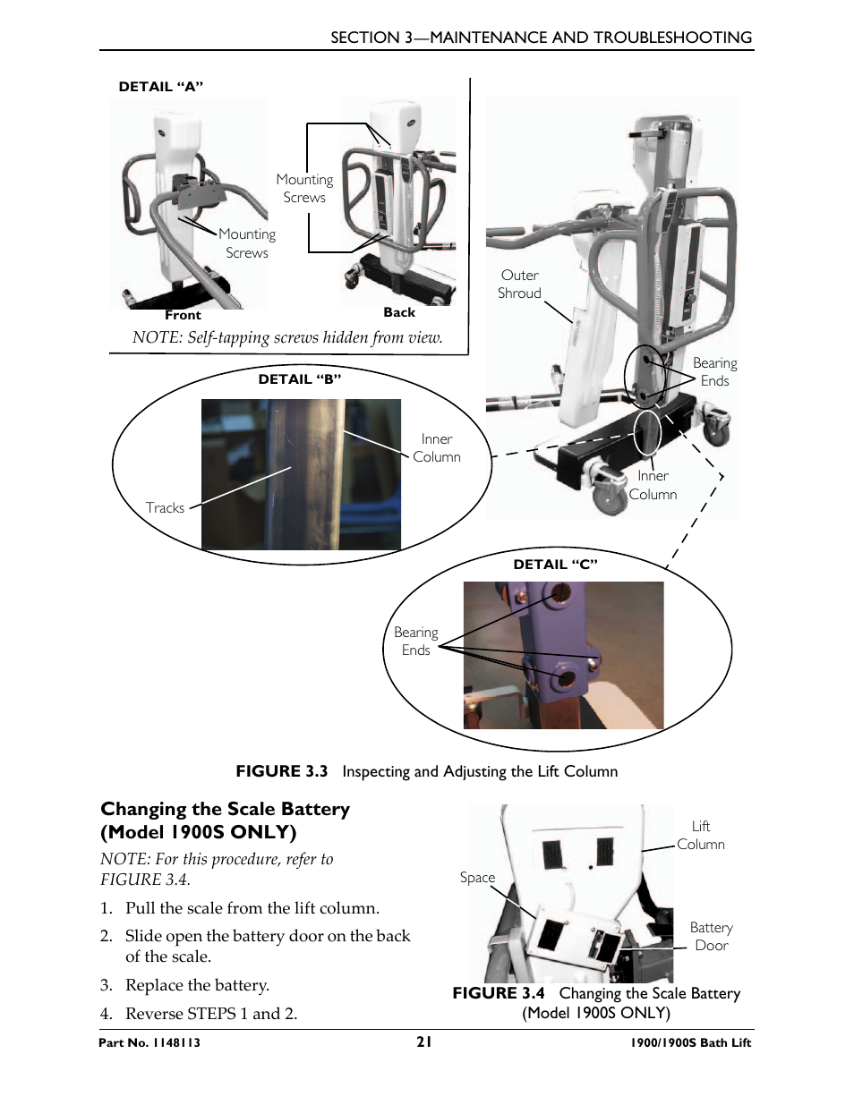 Changing the scale battery (model 1900s only) | Invacare 1900 User Manual | Page 21 / 24