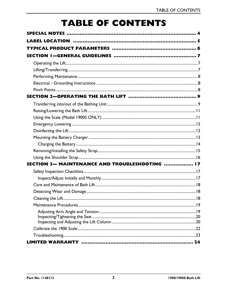 Invacare 1900 User Manual | Page 3 / 24