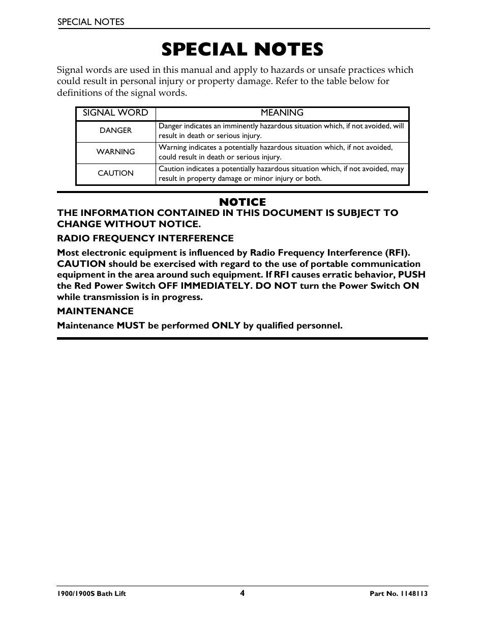 Special notes | Invacare 1900 User Manual | Page 4 / 24