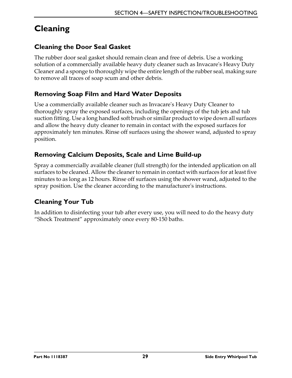 Cleaning | Invacare 3600XL User Manual | Page 29 / 36