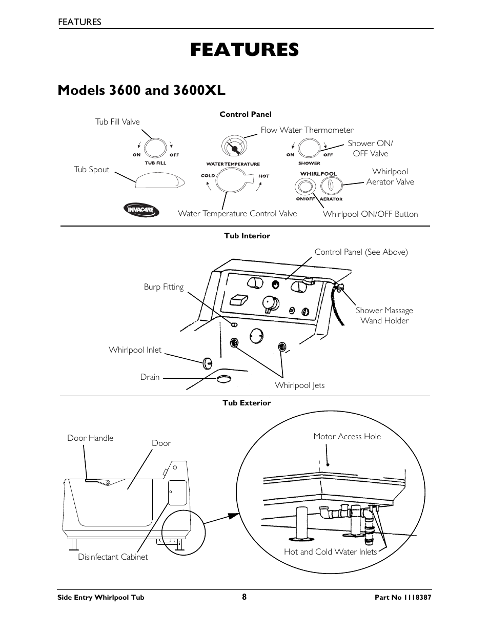 Features, Models 3600 and 3600xl | Invacare 3600XL User Manual | Page 8 / 36