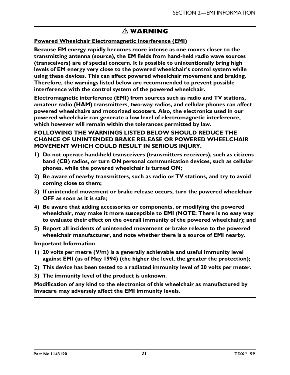 Invacare TDX SP User Manual | Page 21 / 72