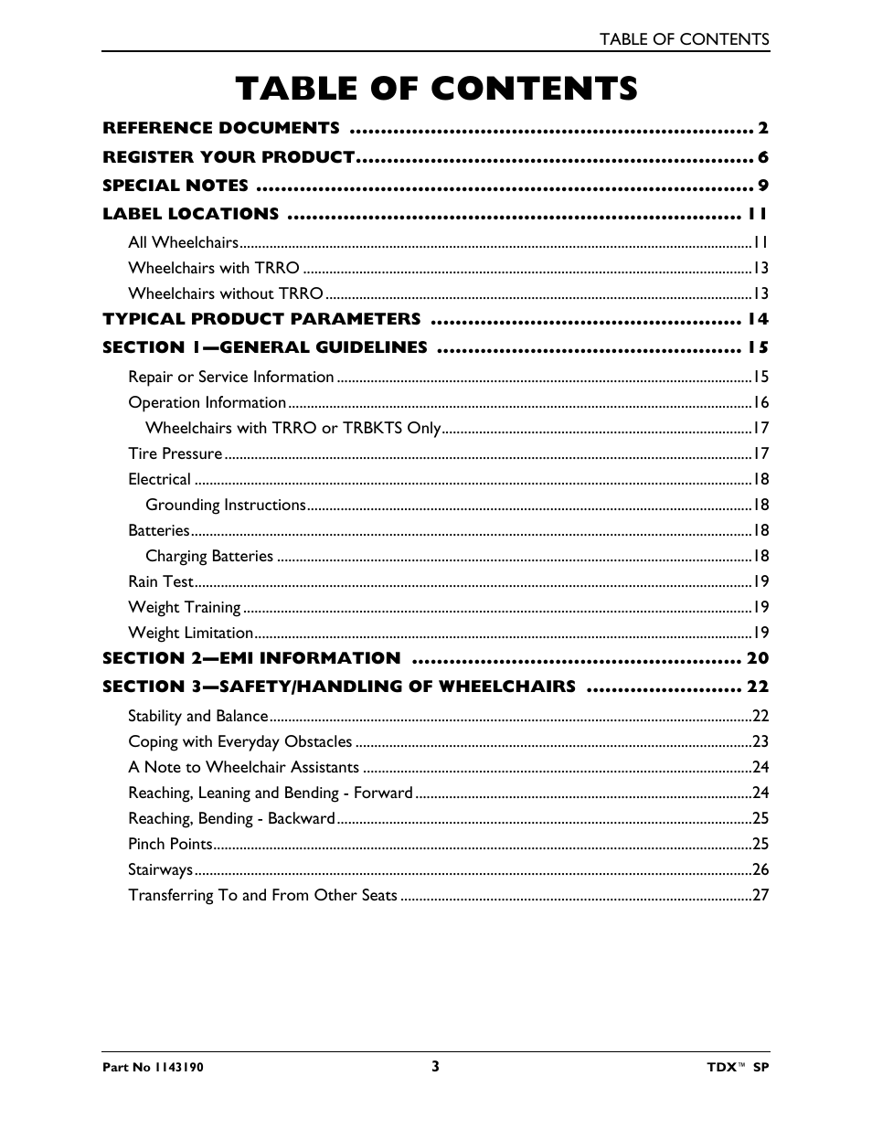 Invacare TDX SP User Manual | Page 3 / 72