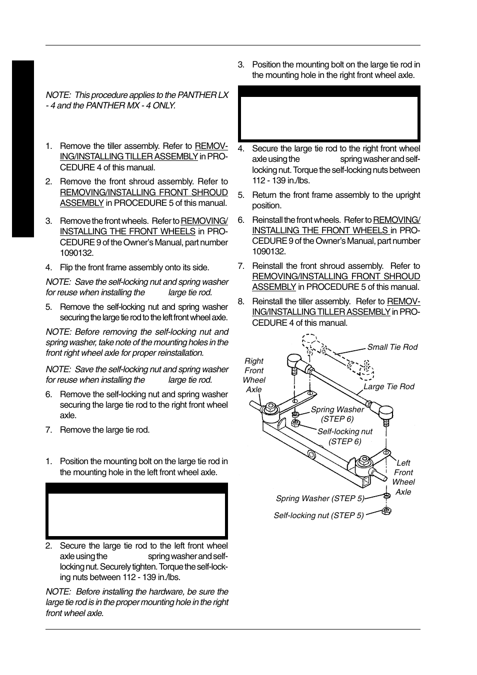 Removing/installing large tie rods | Invacare LYNX PANTHER LX-4 User Manual | Page 30 / 60