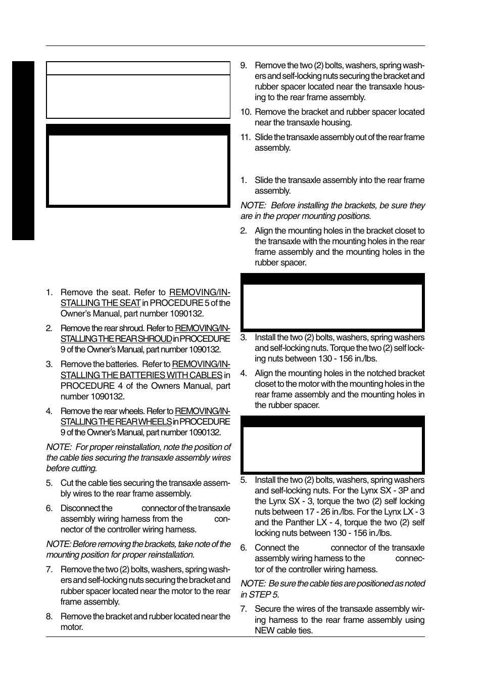 Removing/installing transaxle assembly | Invacare LYNX PANTHER LX-4 User Manual | Page 32 / 60
