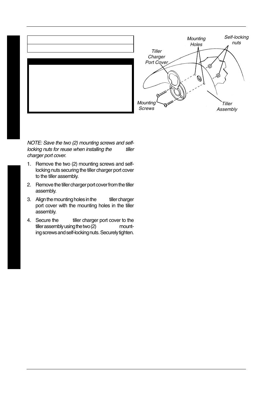 Replacing tiller charger port cover (figure 1) | Invacare LYNX PANTHER LX-4 User Manual | Page 44 / 60