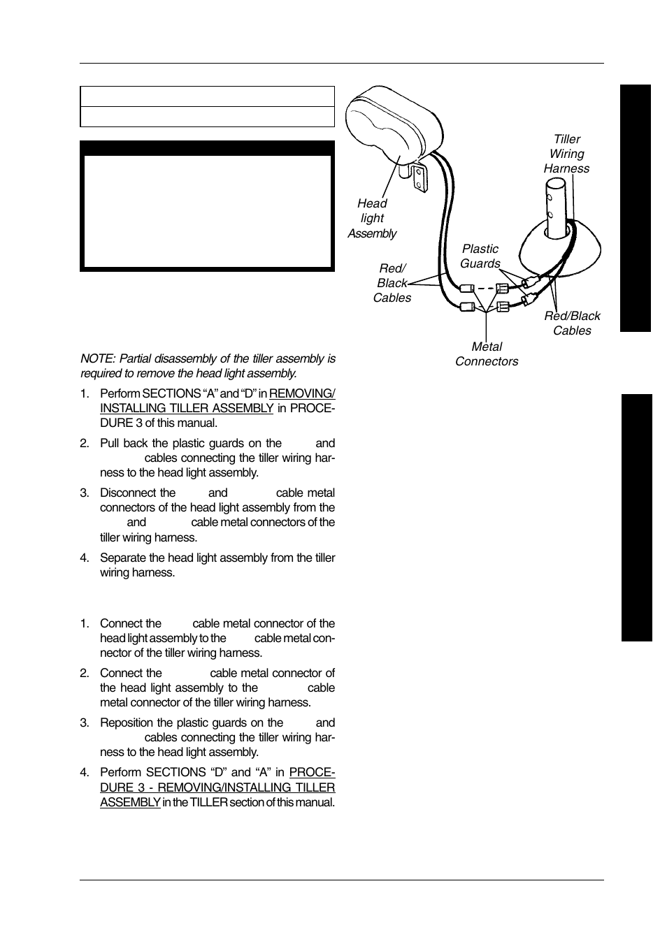 Removing/installing head light assembly (figure 1) | Invacare LYNX PANTHER LX-4 User Manual | Page 45 / 60