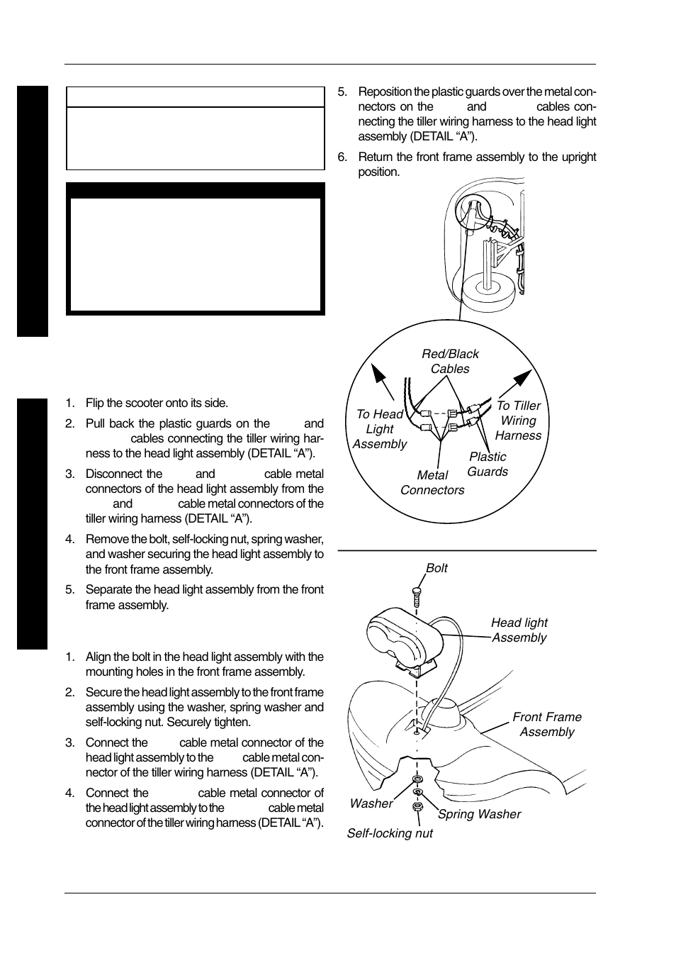 Removing/installing head light assembly (figure 1) | Invacare LYNX PANTHER LX-4 User Manual | Page 46 / 60