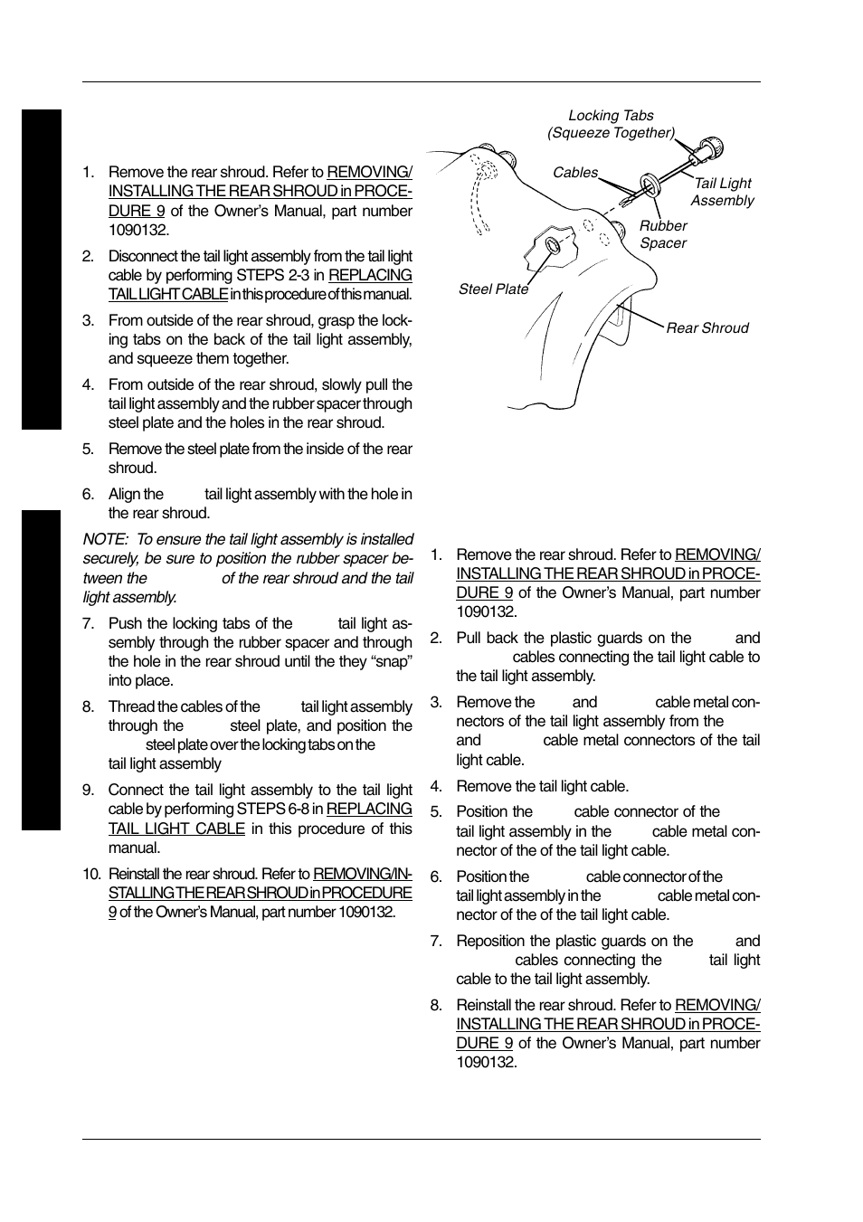 Replacing tail light cables (figure 3), Replacing tail light assembly (figure 2) | Invacare LYNX PANTHER LX-4 User Manual | Page 50 / 60