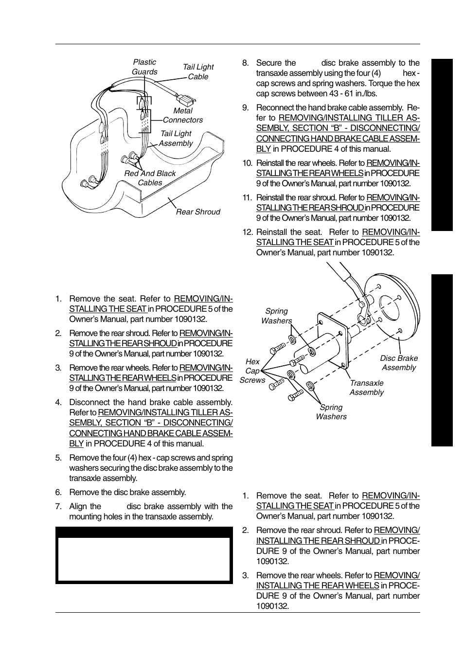 Replacing disc brake assembly (figure 4), Replacing disc brake shoes (figure 5) | Invacare LYNX PANTHER LX-4 User Manual | Page 51 / 60