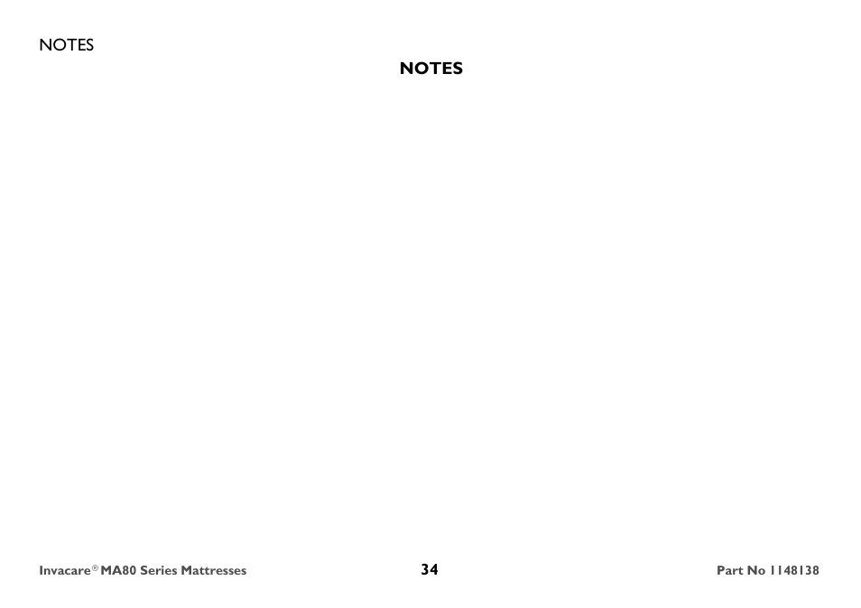 Notes | Invacare MA85 User Manual | Page 34 / 36