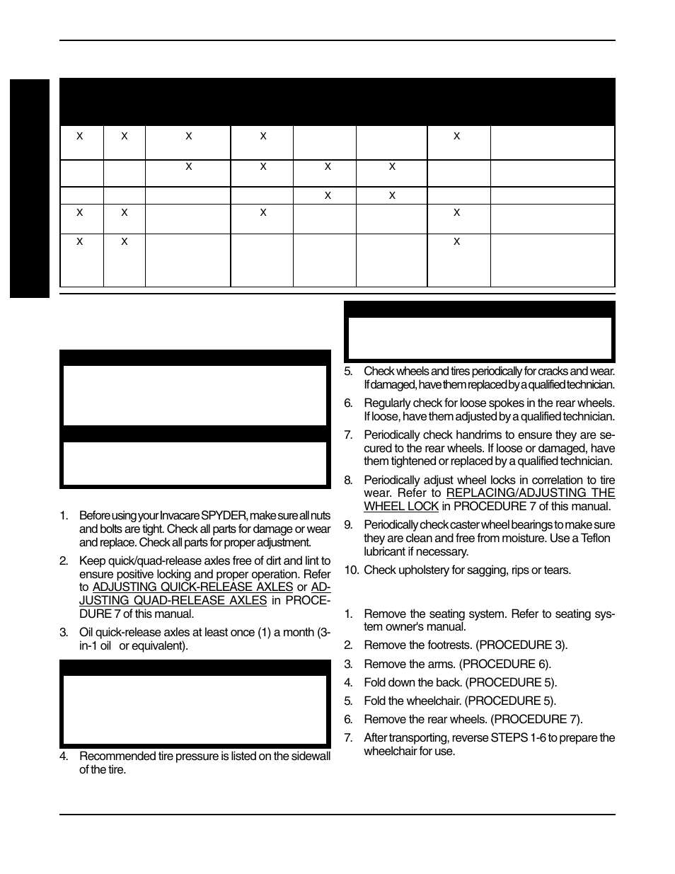 Troubleshooting, Maintenance/transporting | Invacare Spyder 1098318 User Manual | Page 14 / 32