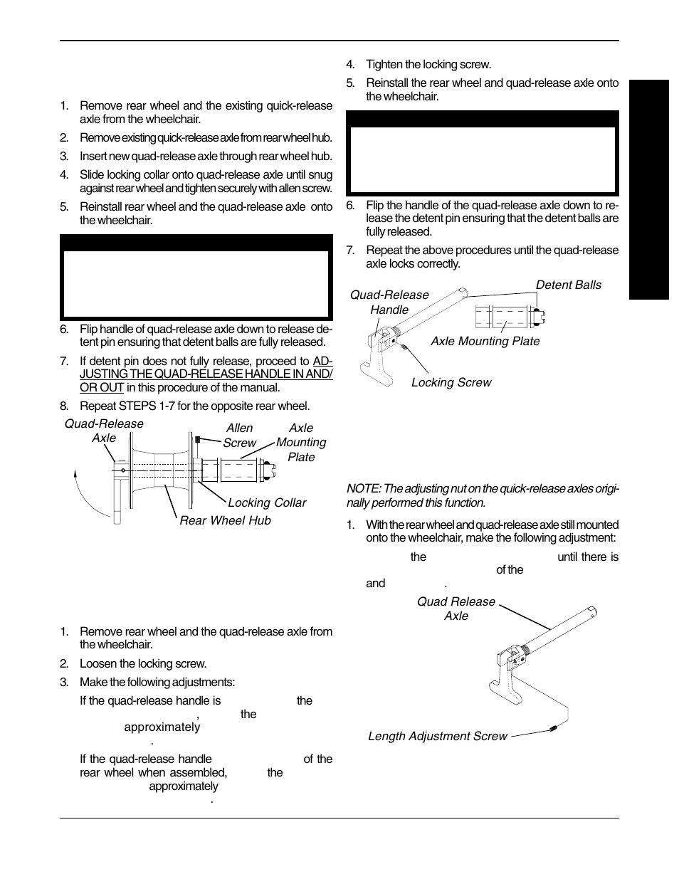 Adjusting quad-release handles | Invacare Spyder 1098318 User Manual | Page 27 / 32