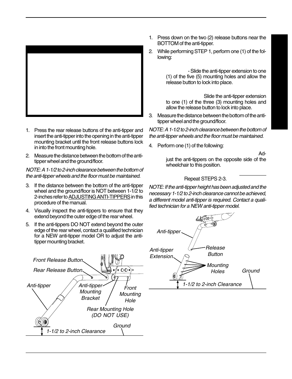 Installing/adjusting the anti-tippers | Invacare Spyder 1098318 User Manual | Page 29 / 32