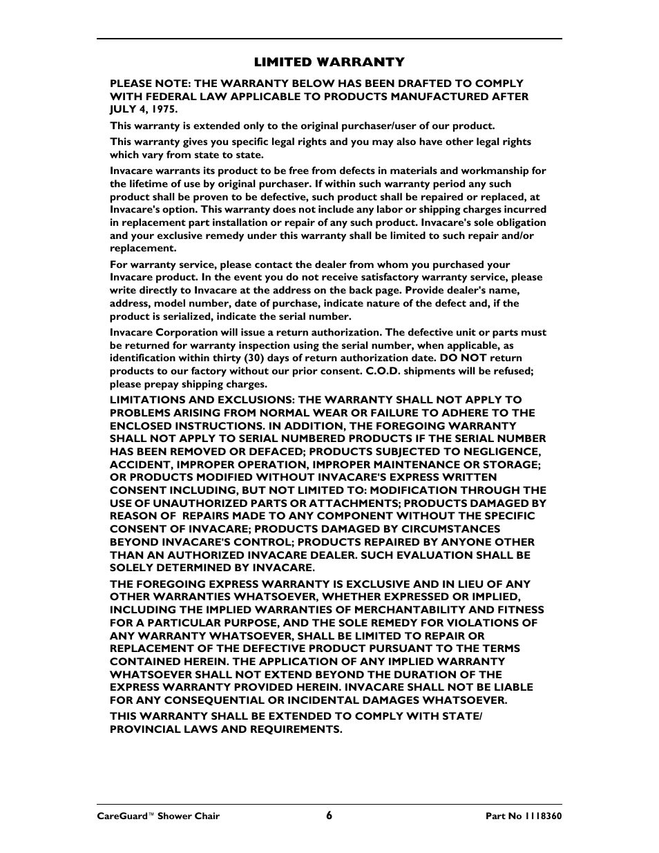 Invacare 95-2 User Manual | Page 6 / 20
