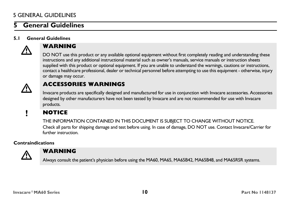 General guidelines | Invacare MicroAir MA60 User Manual | Page 10 / 36