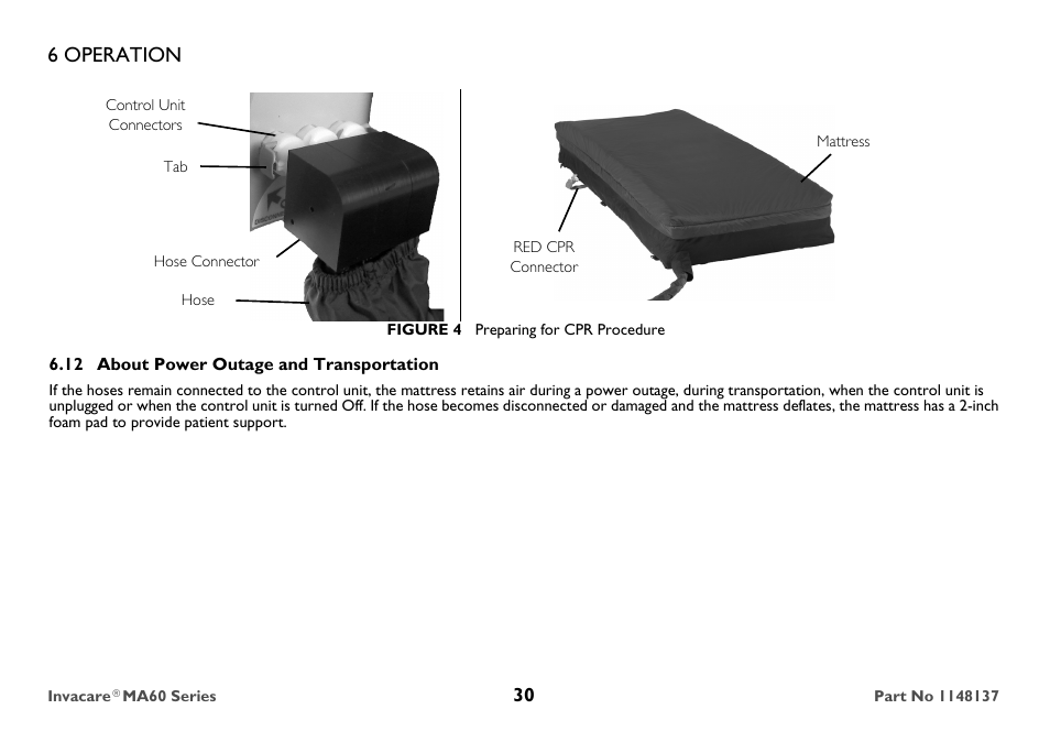 About power outage and transportation, 6 operation | Invacare MicroAir MA60 User Manual | Page 30 / 36