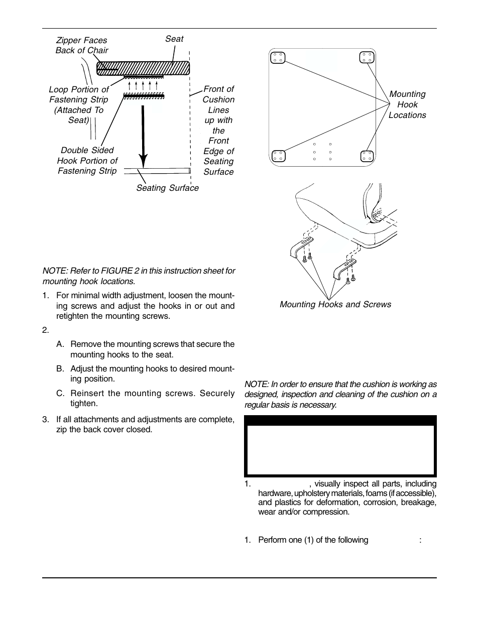 Seat inspection and cleaning | Invacare Comfort-Mate Extra / Comfort-Mate Extra Base User Manual | Page 2 / 4