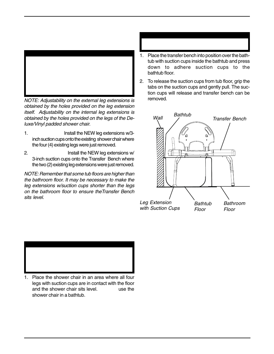 Using the leg extensions w/3-inch suction cups | Invacare 6316 User Manual | Page 2 / 4