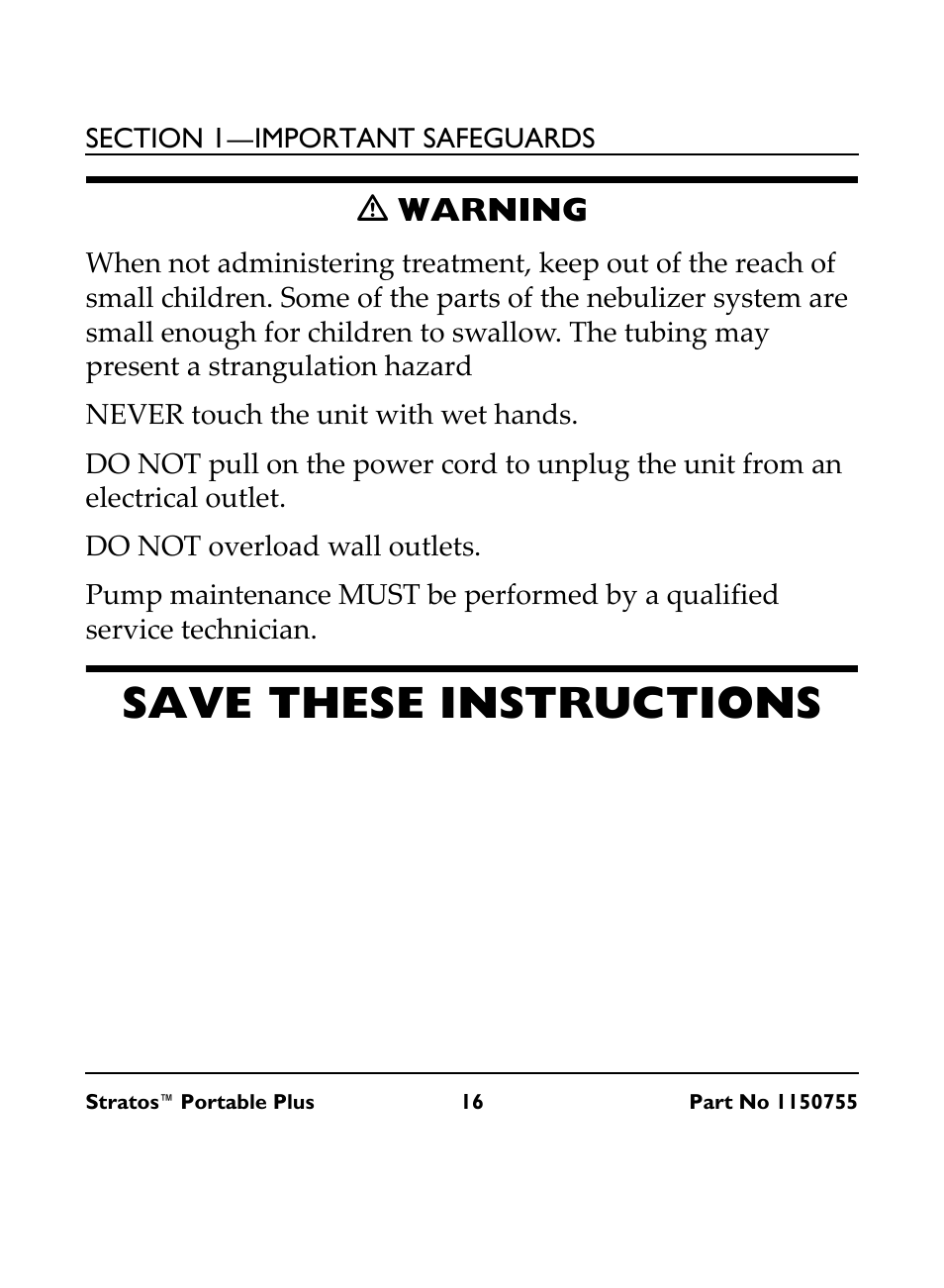 Save these instructions, Ƽ warning | Invacare IRC 1730 User Manual | Page 16 / 40