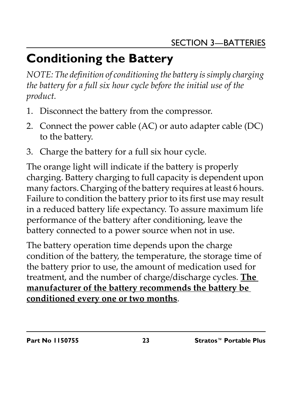 Conditioning the battery, Refer to | Invacare IRC 1730 User Manual | Page 23 / 40