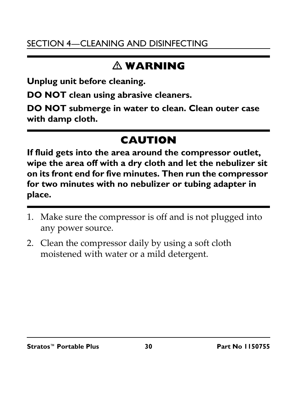 Ƽ warning, Caution | Invacare IRC 1730 User Manual | Page 30 / 40