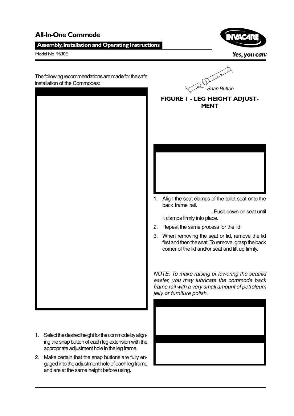 Invacare 9630E User Manual | 8 pages