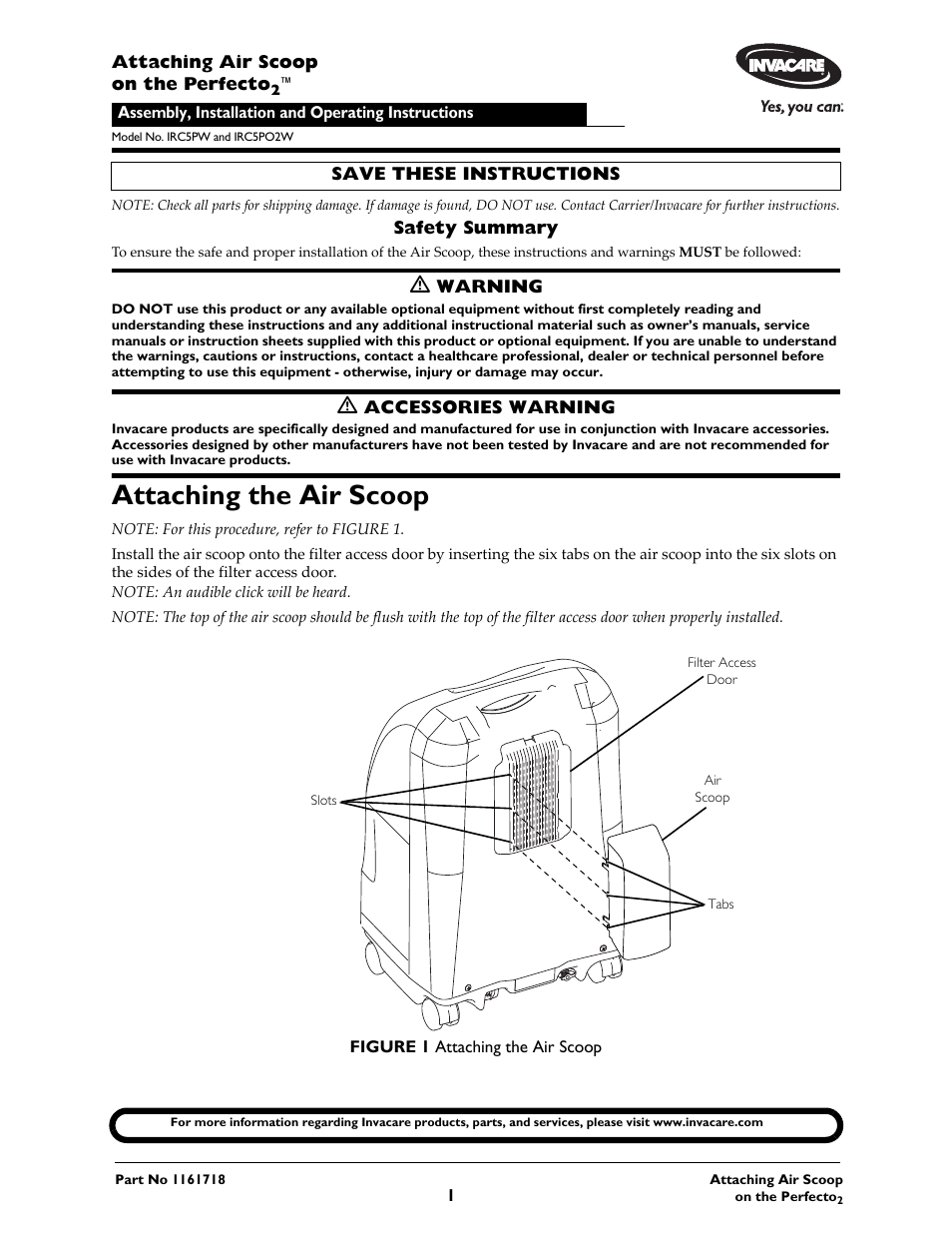 Invacare Perfecto2 IRC5PO2W User Manual | 2 pages