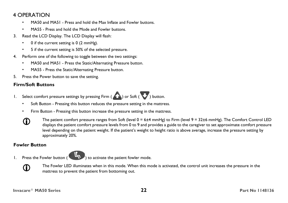 4 operation | Invacare MicroAIR MA50 User Manual | Page 22 / 36