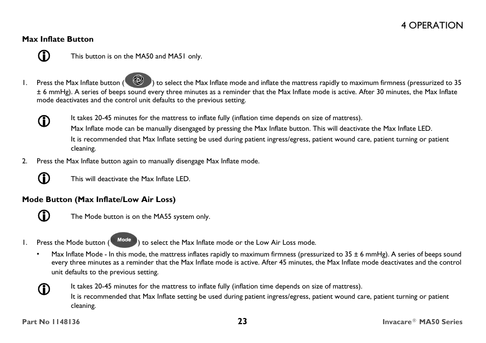 Invacare MicroAIR MA50 User Manual | Page 23 / 36
