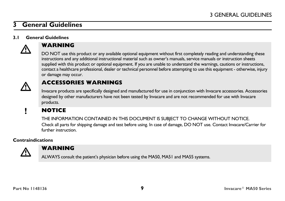 General guidelines | Invacare MicroAIR MA50 User Manual | Page 9 / 36
