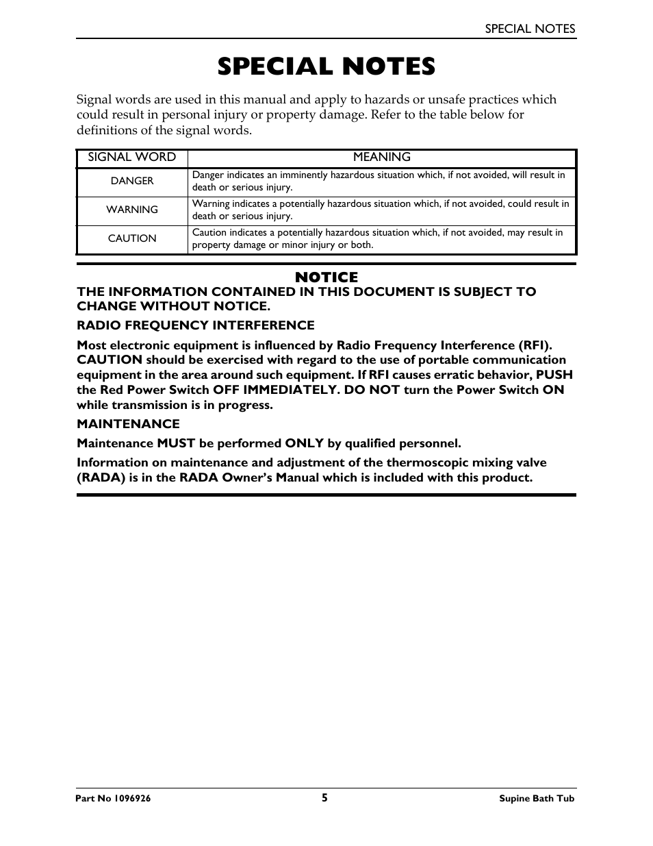 Special notes | Invacare IH6300ADH User Manual | Page 5 / 32