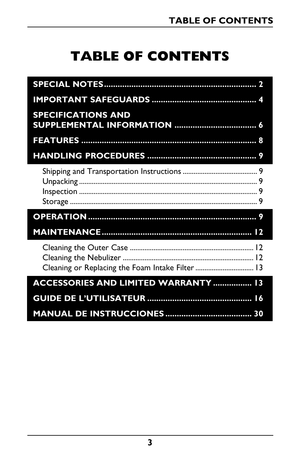 Invacare IRC1001 User Manual | Page 3 / 44