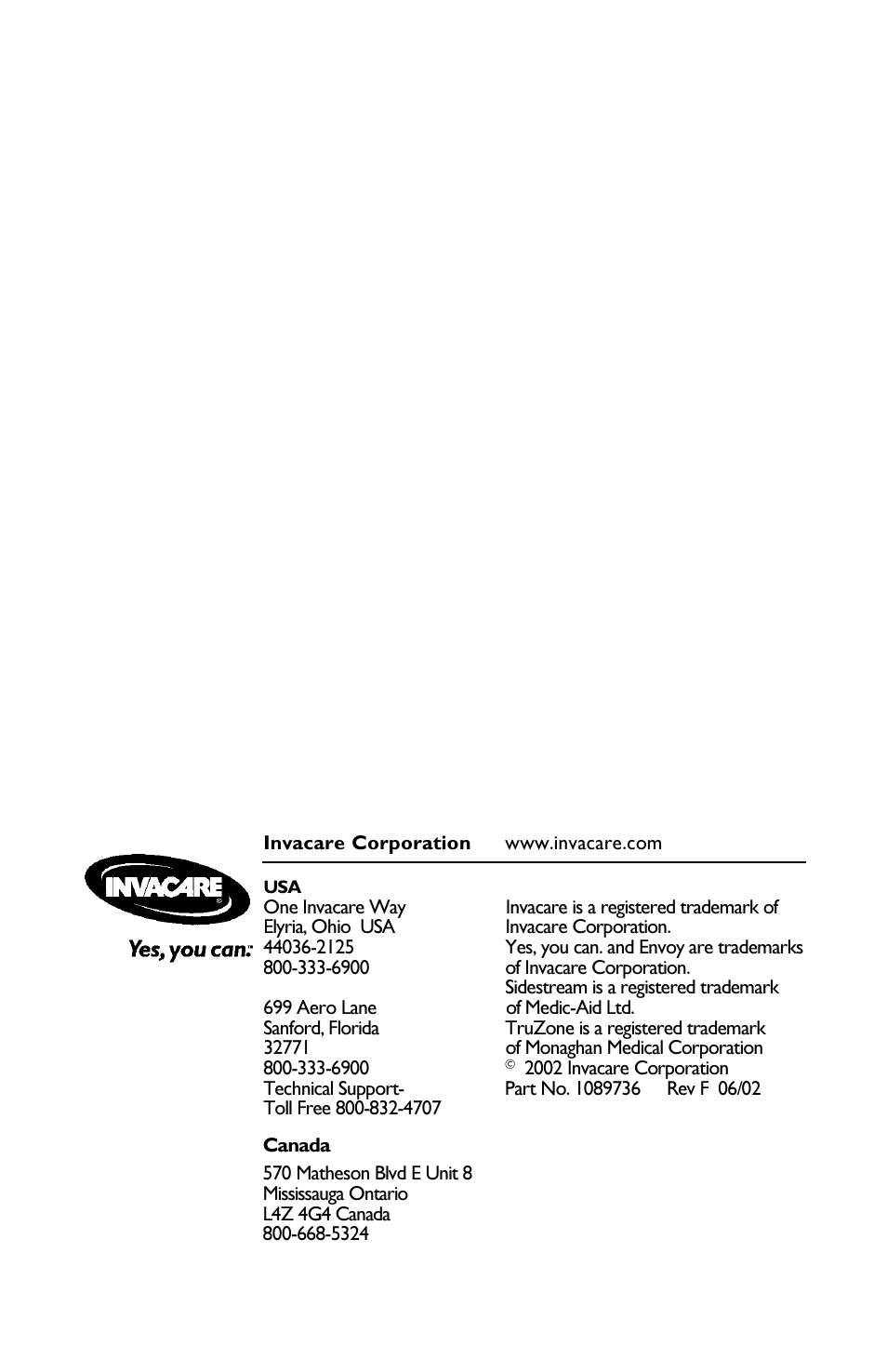 Invacare IRC1001 User Manual | Page 44 / 44
