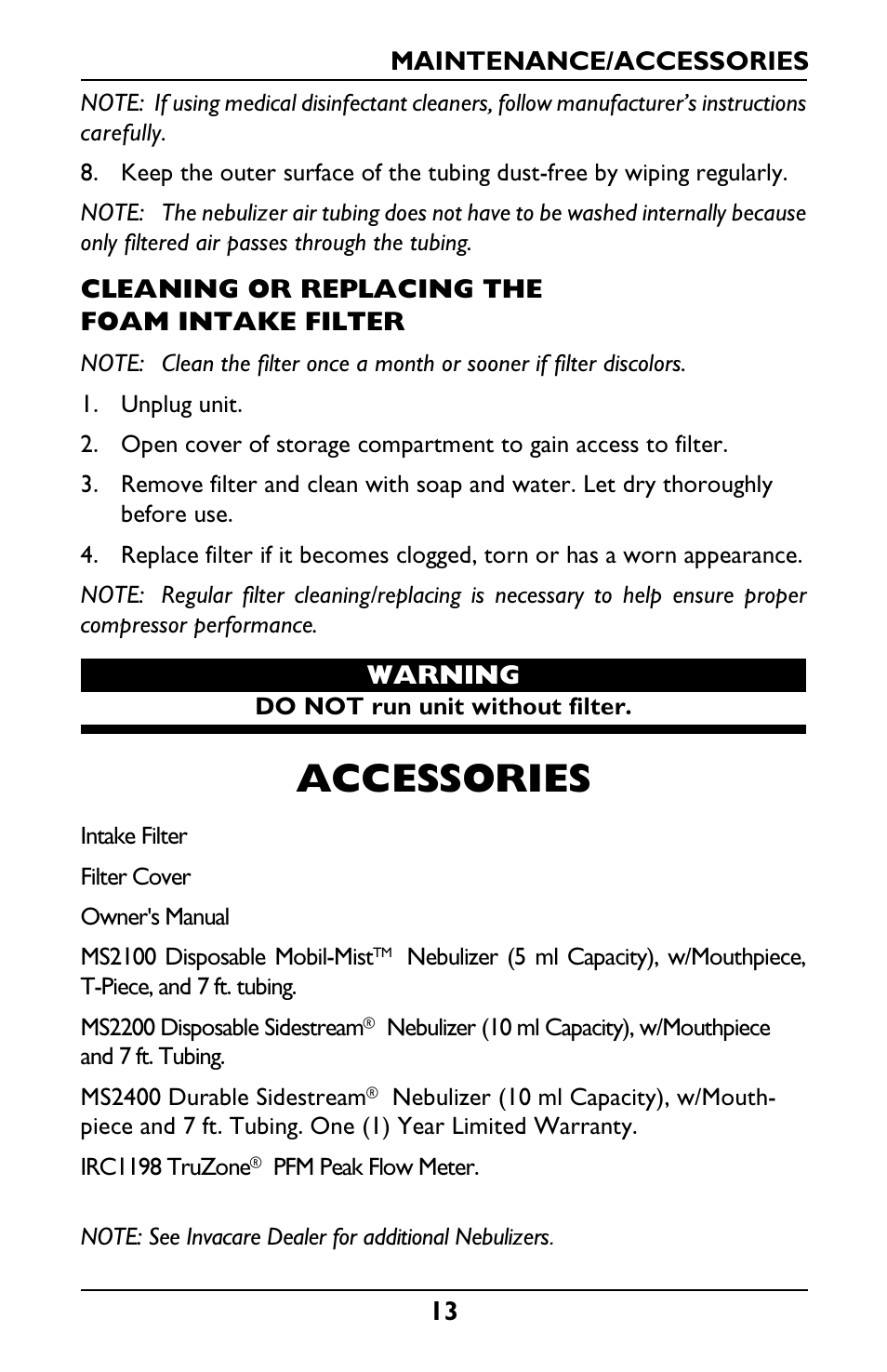 Accessories | Invacare Envoy User Manual | Page 13 / 44