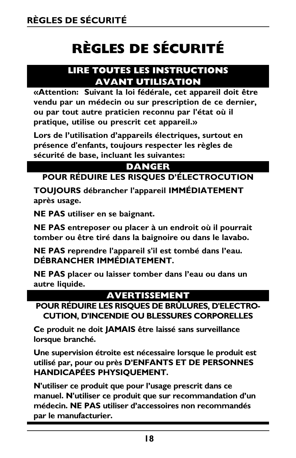 Règles de sécurité | Invacare Envoy User Manual | Page 18 / 44