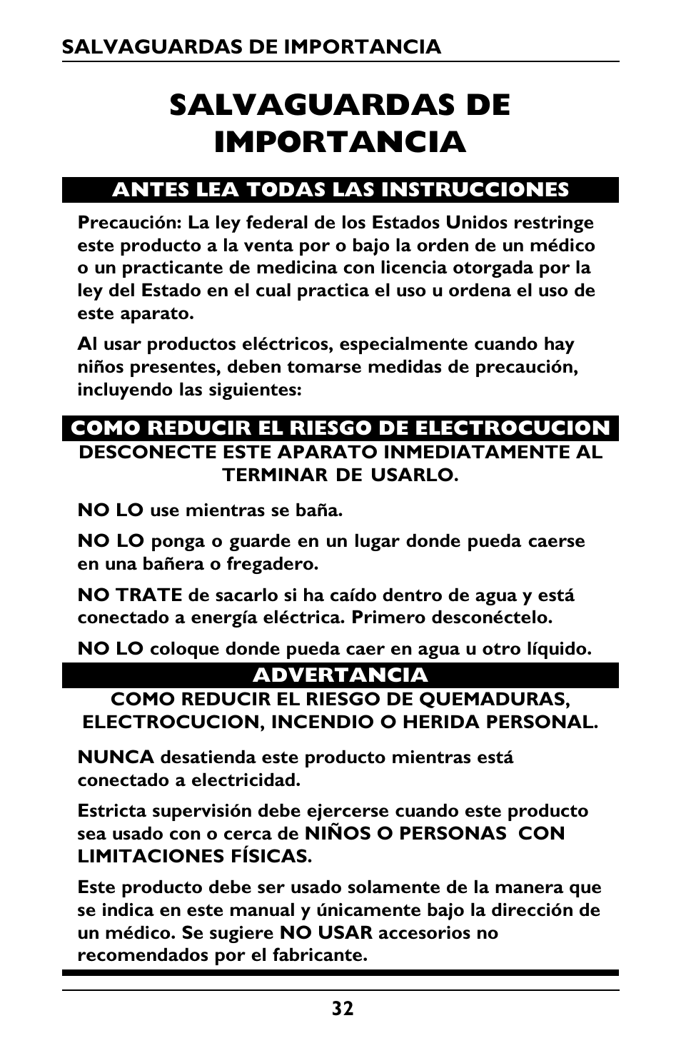 Salvaguardas de importancia | Invacare Envoy User Manual | Page 32 / 44
