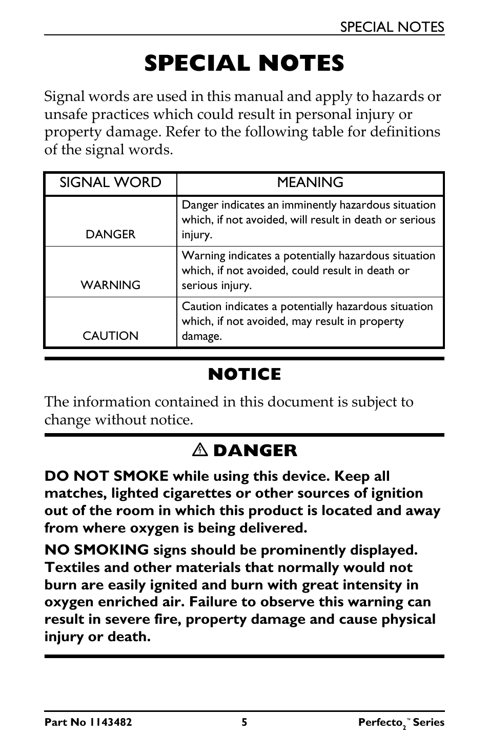Special notes, Notice, C danger | Ꮨ danger | Invacare IRC5P User Manual | Page 5 / 32