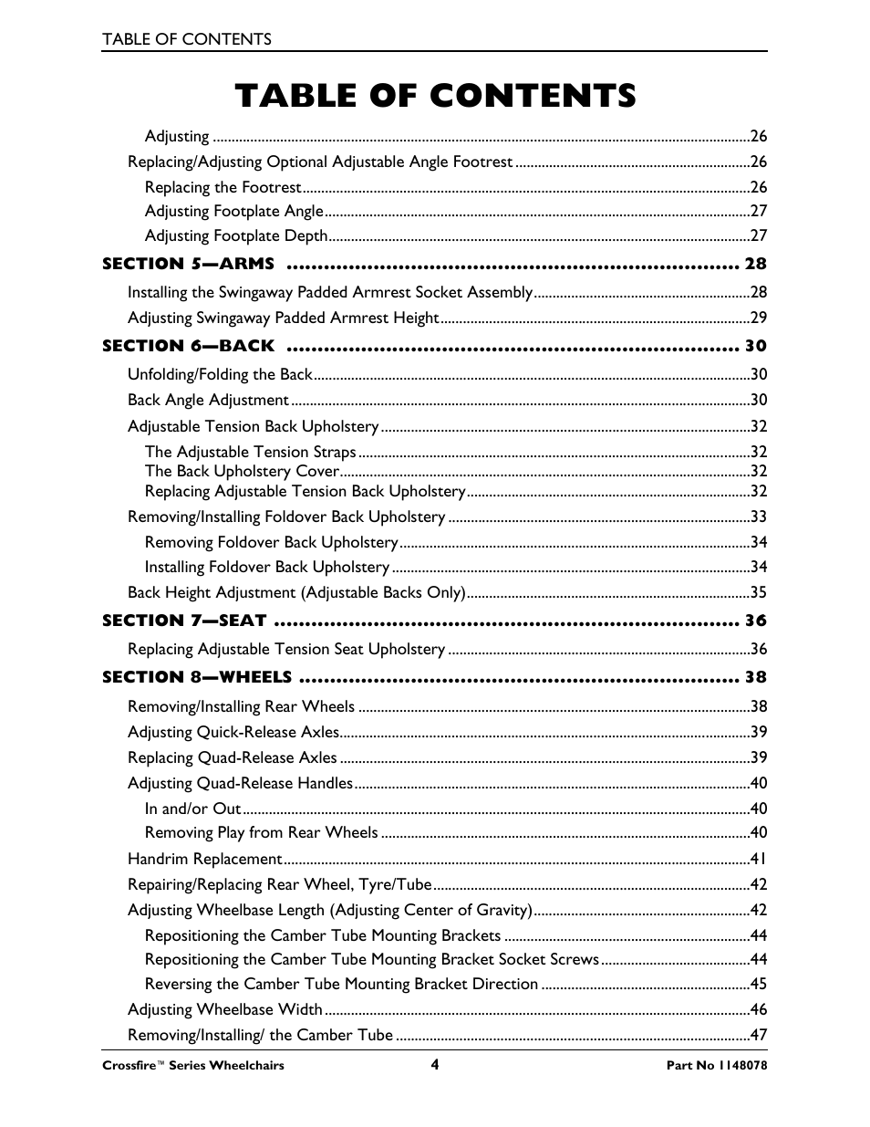 Invacare CROSSFIRE T6 User Manual | Page 4 / 60