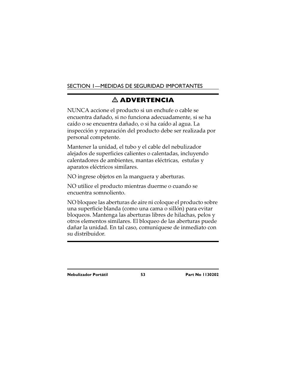 Ƽ advertencia | Invacare IRC 1720 User Manual | Page 53 / 124