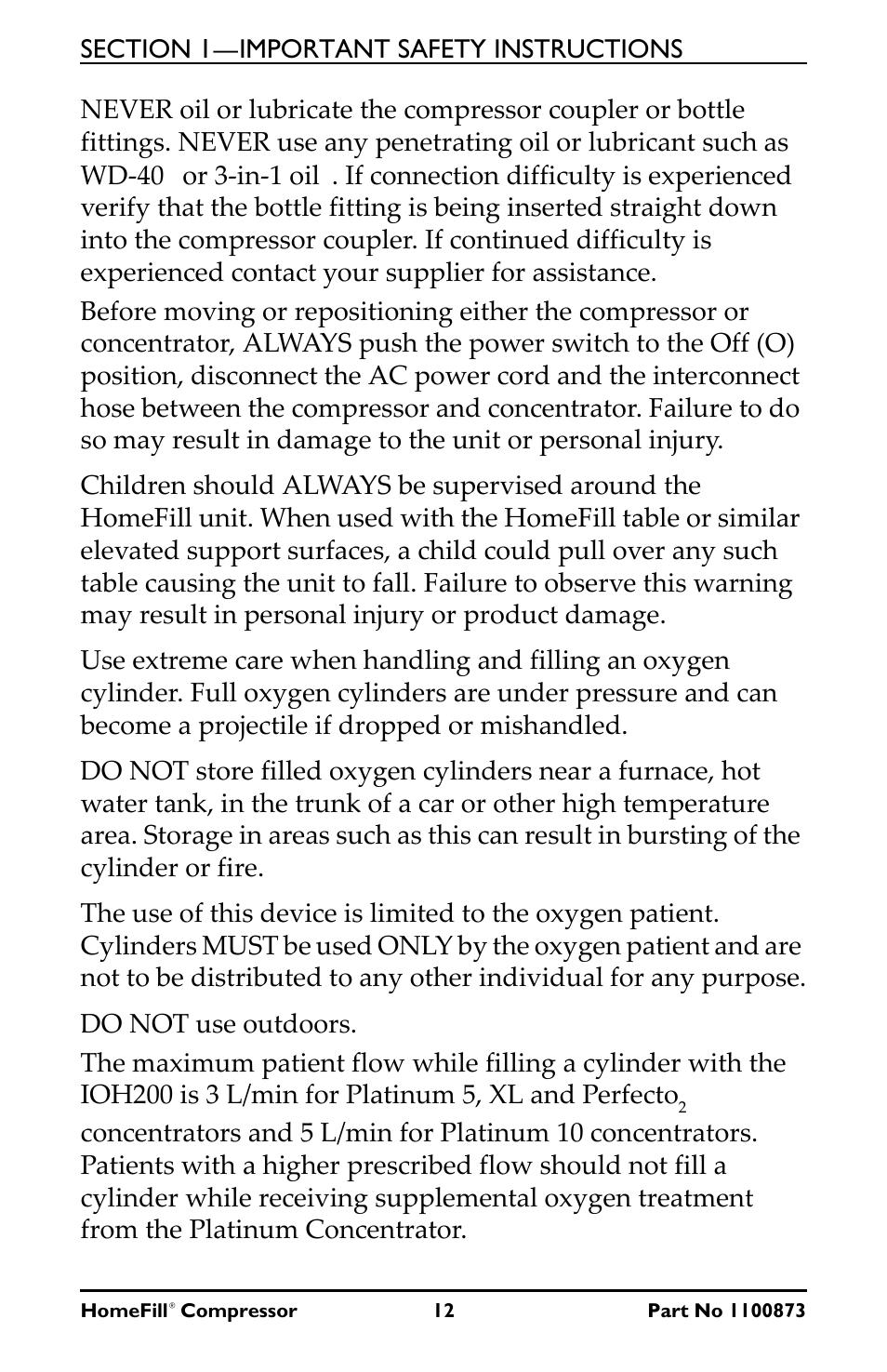 Or 3‐in‐1 oil | Invacare Compressor User Manual | Page 12 / 36
