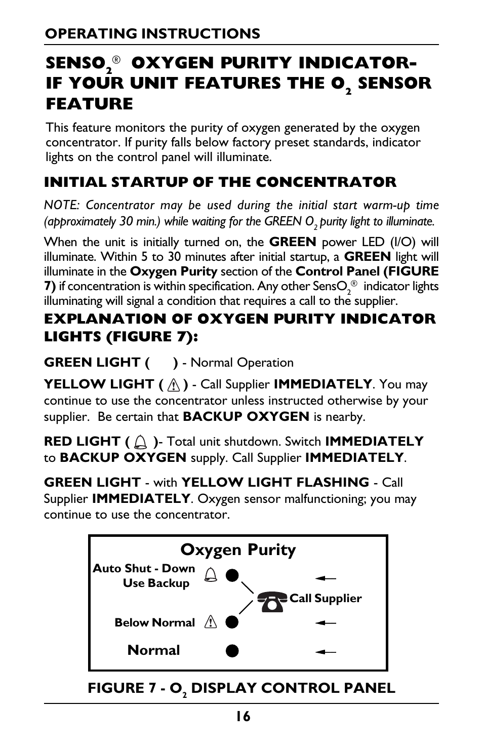 Oxygen purity, Senso, Sensor feature | Invacare IRC5LXO2 User Manual | Page 16 / 44