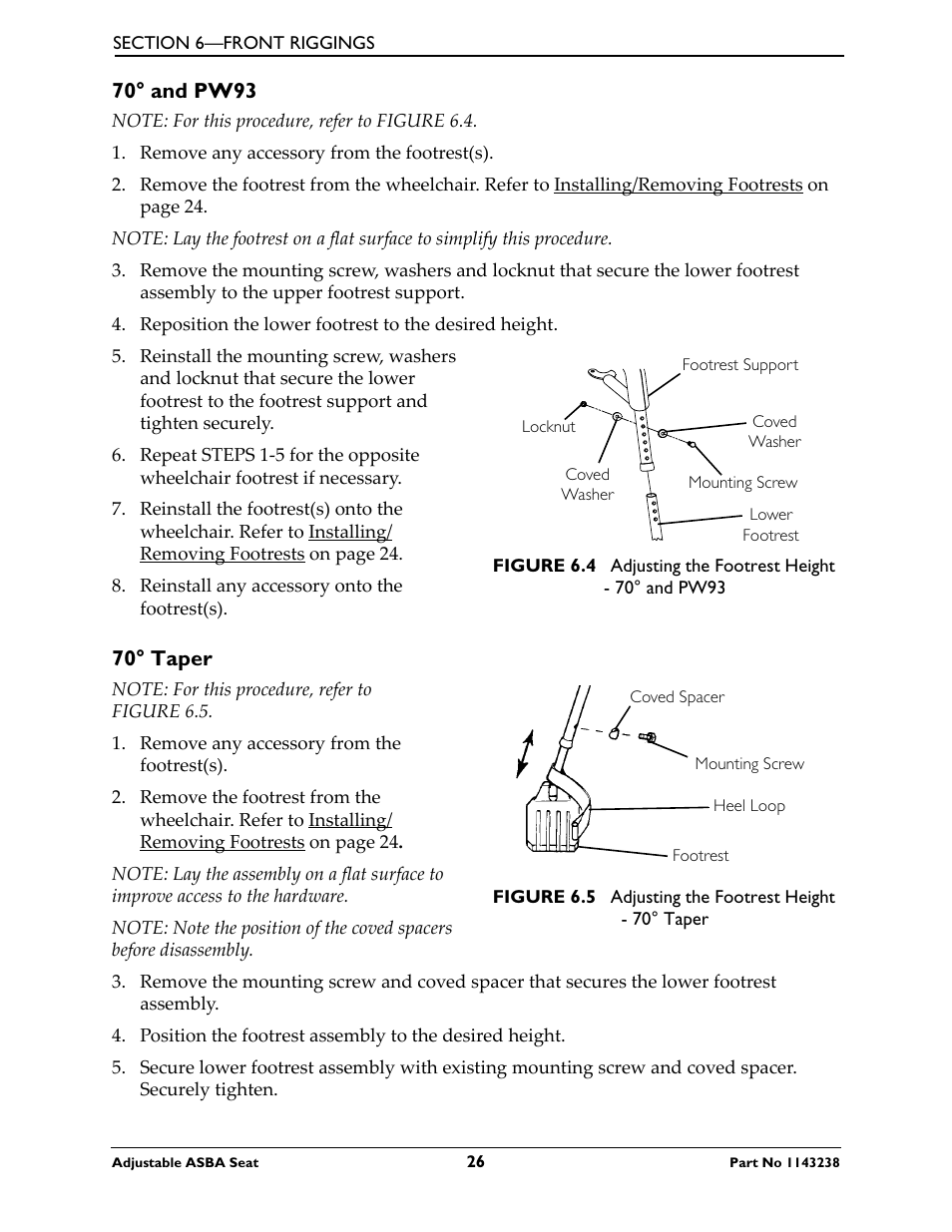 70° and pw93 70° taper | Invacare Adjustable ASBA Seat User Manual | Page 26 / 76