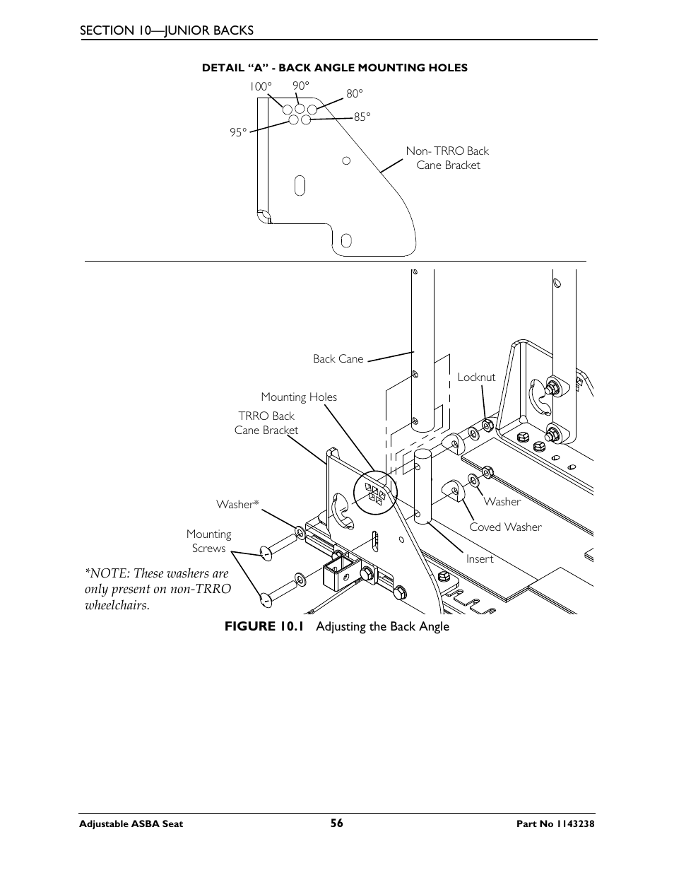 Invacare Adjustable ASBA Seat User Manual | Page 56 / 76