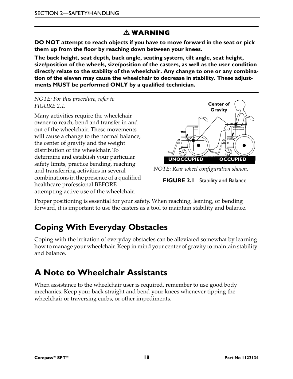 Coping with everyday obstacles, A note to wheelchair assistants | Invacare Compass SPT PH904A User Manual | Page 18 / 64