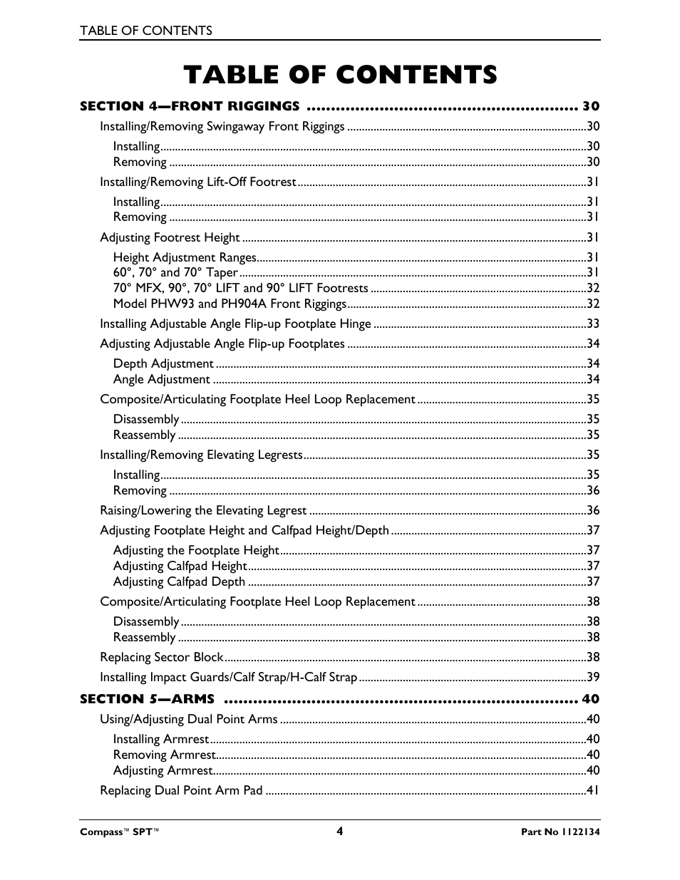 Invacare Compass SPT PH904A User Manual | Page 4 / 64