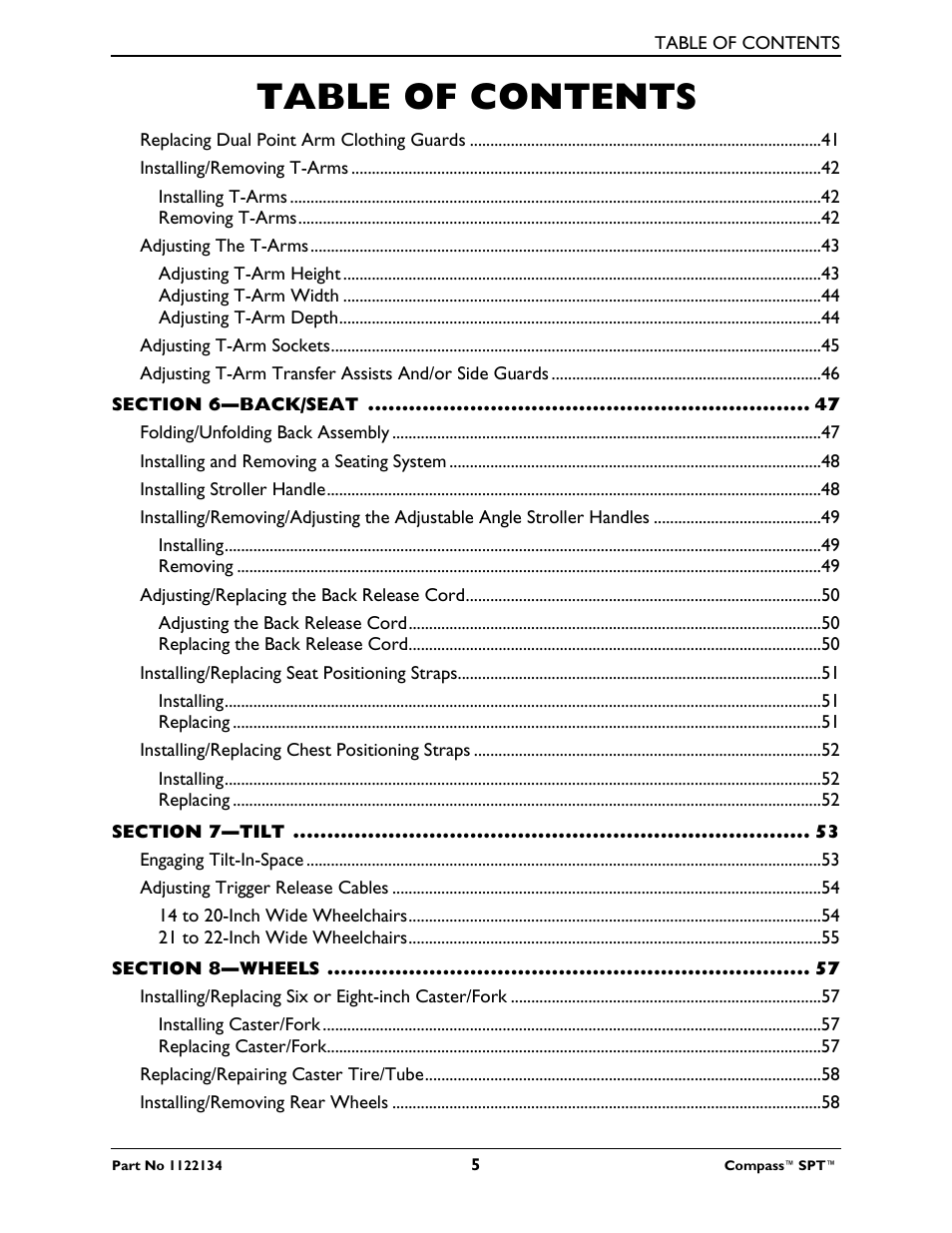 Invacare Compass SPT PH904A User Manual | Page 5 / 64