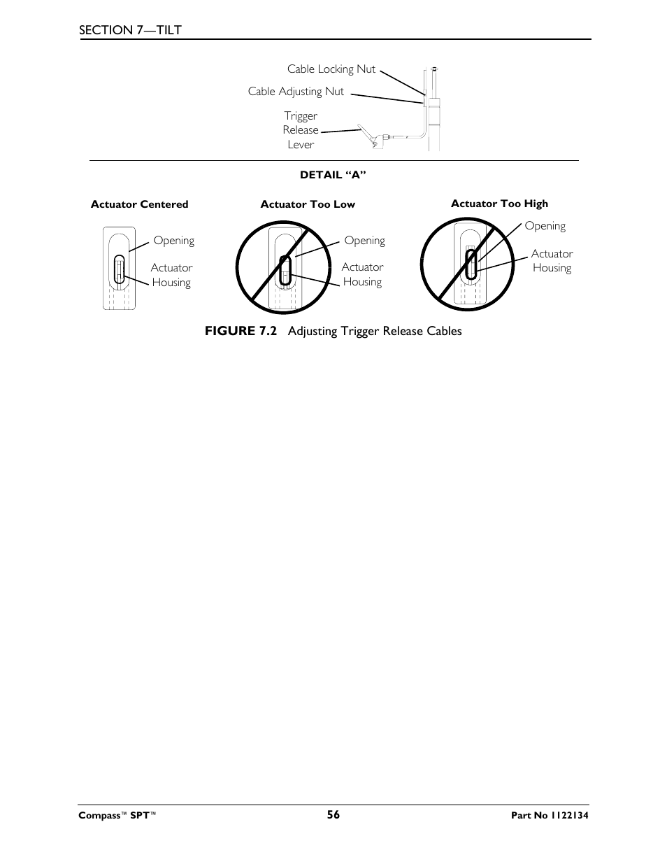 Cable adjusting nut (figure 7.2), Wise (figure 7.2), Of figure 7.2 | Invacare Compass SPT PH904A User Manual | Page 56 / 64