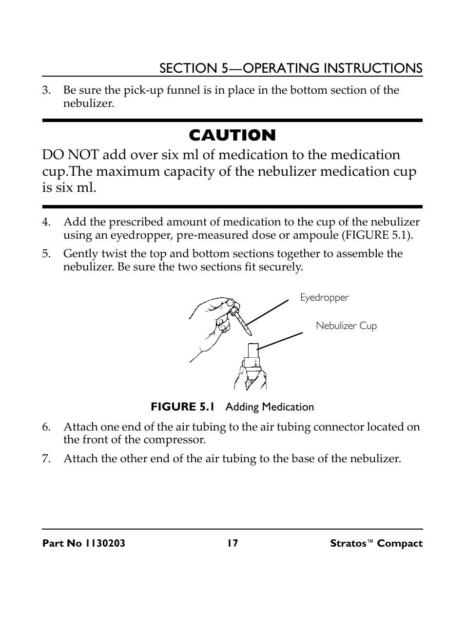 Caution, Eyedropper, Figure 5.1 adding medication | Invacare Stratos Compact IRC 1710 User Manual | Page 17 / 92