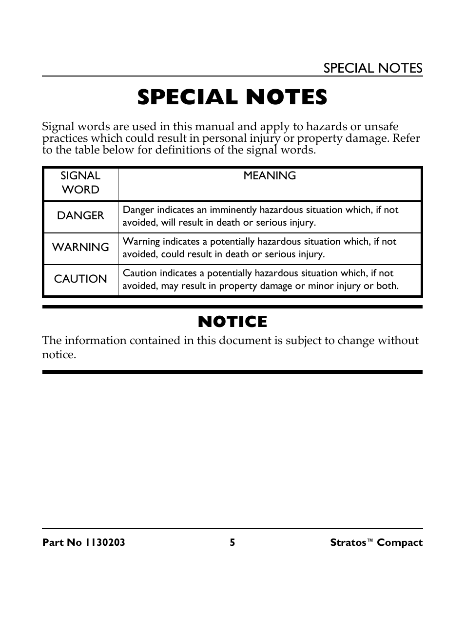 Special notes, Signal word, Meaning | Notice | Invacare Stratos Compact IRC 1710 User Manual | Page 5 / 92
